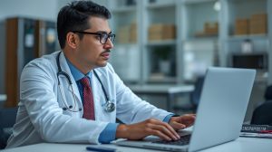 médico latino en clases virtuales